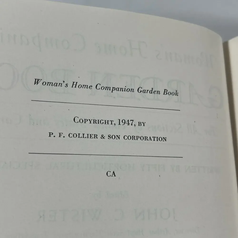 Woman's Home Companion Garden Book 1947 by John C Wister Hardcover Collier Books